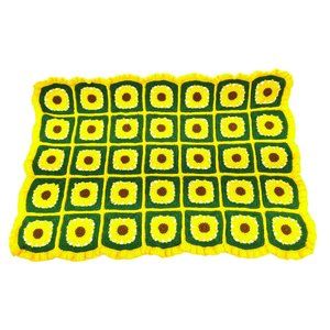 Crochet Sunflower Granny Squares Blanket 32x42